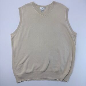 Cypress Links Mens Sweater Vest Cream 100% Cotton V-Neck Textured 2XLT
